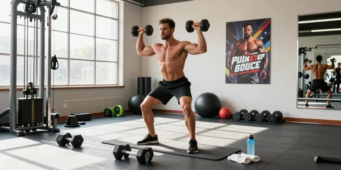 Im Anabolika Shop starke Bodybuilder beim Gewichte heben in modernem Fitnessstudio.