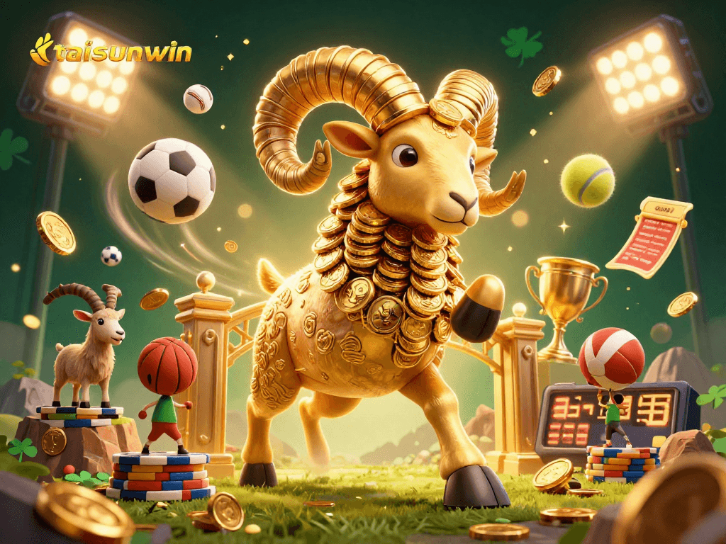 Engage in thrilling sports betting with taisunwin, showcasing dynamic characters and sports elements.