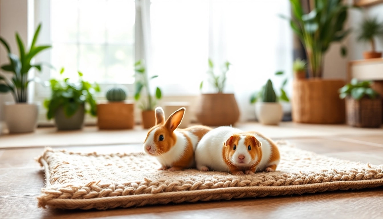 Nagermatte als komfortabler Untergrund für Kaninchen und Meerschweinchen in einem hellen Raum