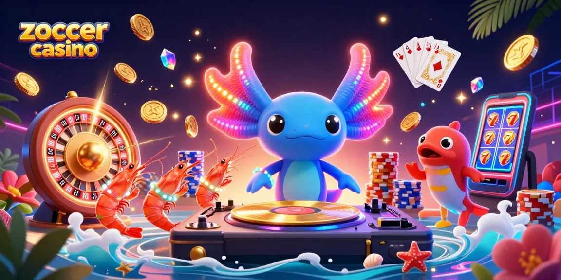 Experience the excitement of zoccer casino with vibrant characters and dynamic games set against an aquatic backdrop.