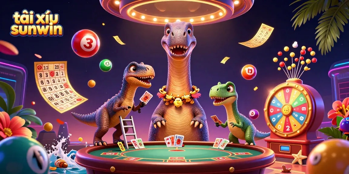 Experience thrilling tài xỉu sunwin action with a vibrant dynamic casino scene filled with colorful lottery elements.