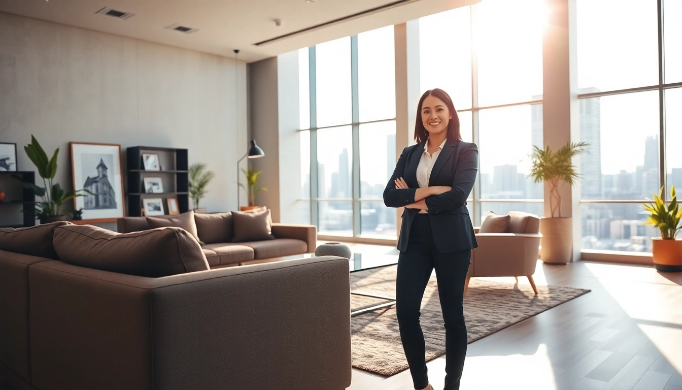 Immobilienmakler Frankfurt Ginnheim präsentiert Immobilien in einem modernen Büro.