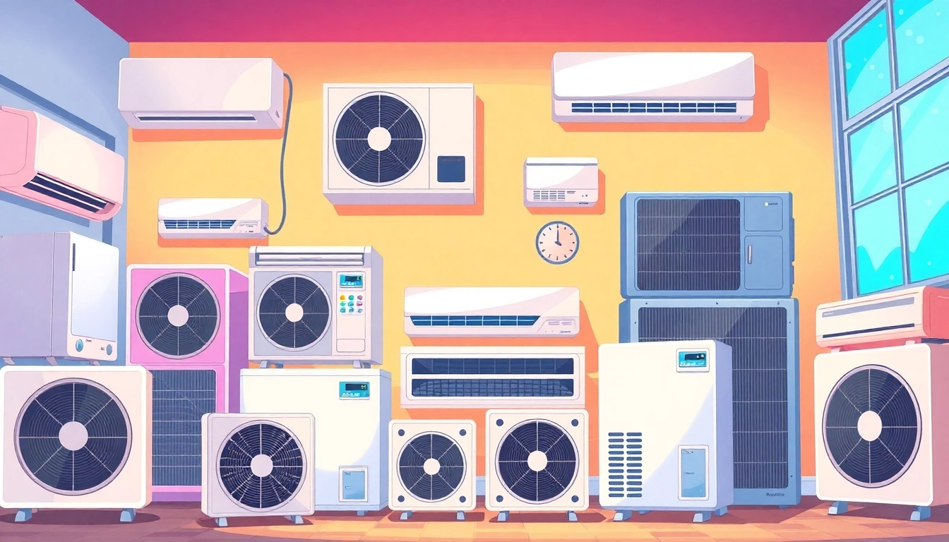 Compare Klimaanlage kosten of different air conditioning units in a bright indoor environment.