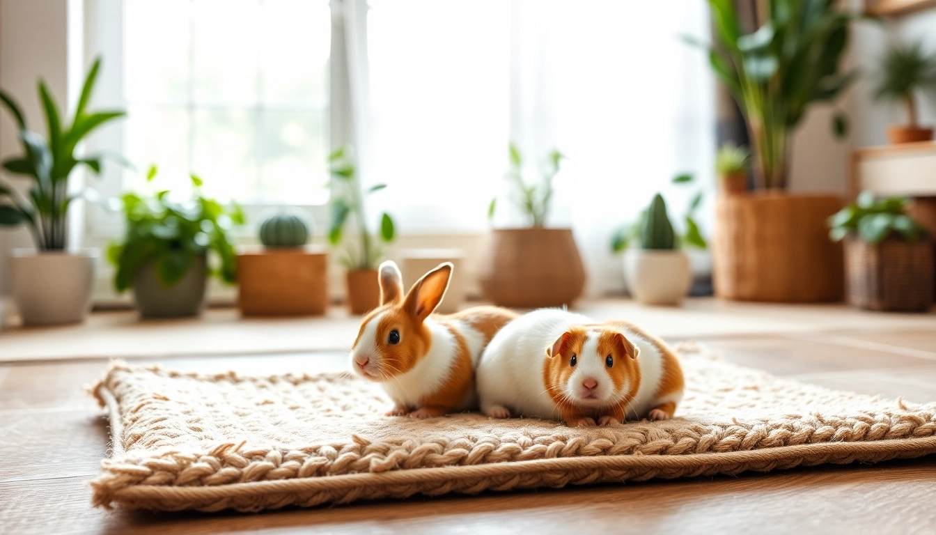 Nagermatte als komfortabler Untergrund für Kaninchen und Meerschweinchen in einem hellen Raum