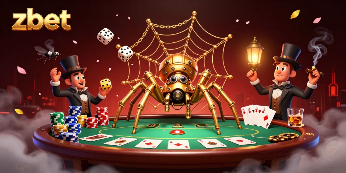 Zbet's engaging steampunk scene captures the excitement of online gambling with dynamic poker elements.