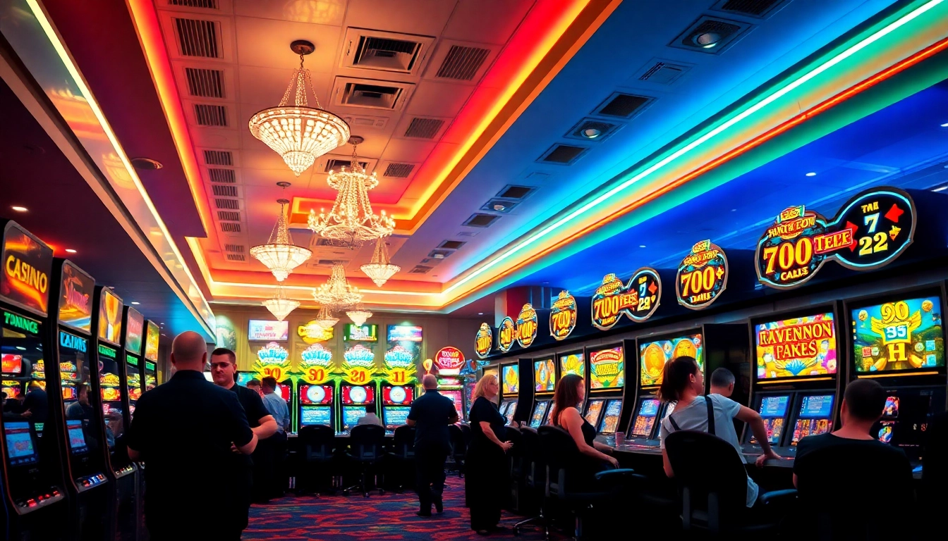 Erleben Sie den Nervenkitzel im bonus casino mit leuchtenden Spielautomaten und glücklichen Spielern.