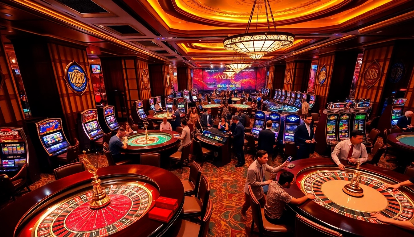 Engaging in a thrilling U888 U88 gaming experience at a luxurious casino.