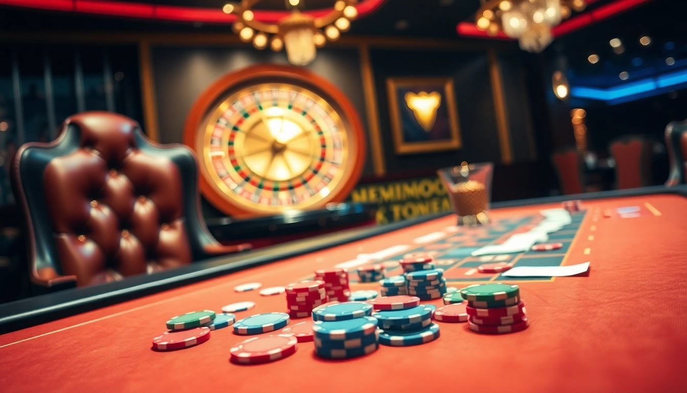 Engaging players in MMOO-themed casino table games with vibrant poker chips.