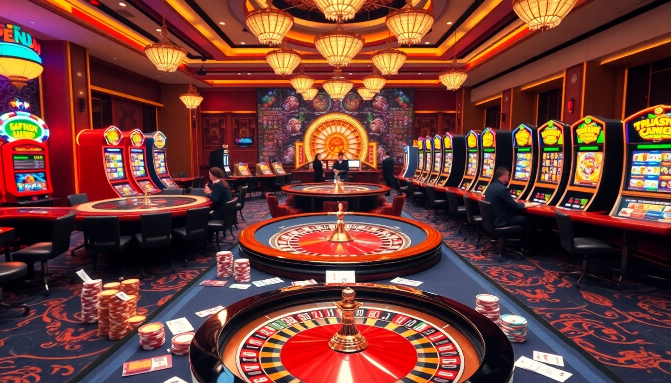 Experience thrilling game bài đổi thưởng action at vibrant casino tables with chips and cards.
